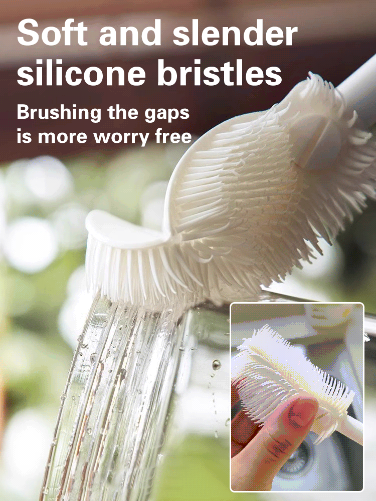 Three in one long handled cleaning cup brush