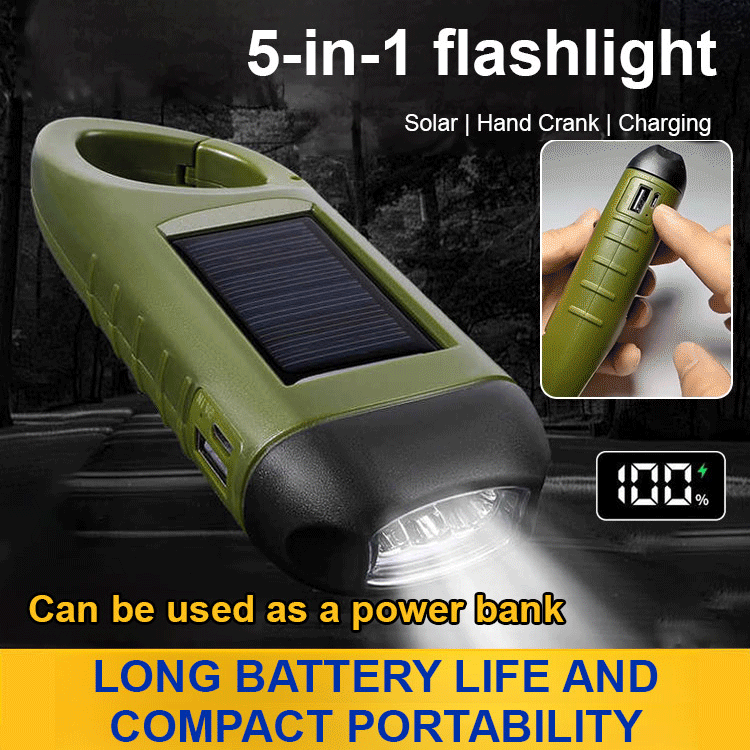 Solar multi-function flashlight