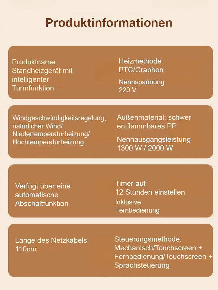 Schlafzimmer Stand-Heizlüfter mit intelligenter Steuerung