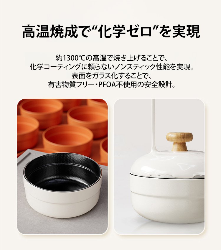 焦げ付きにくいコーティングの万能鍋内部