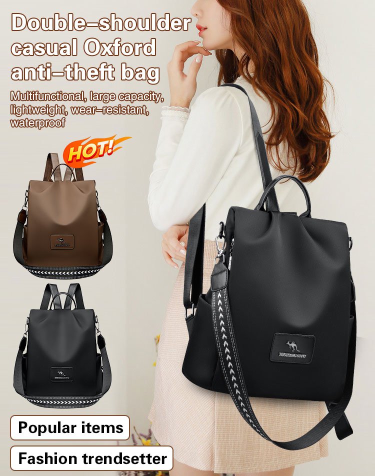 Oxford cloth double shoulder leisure anti-theft bag