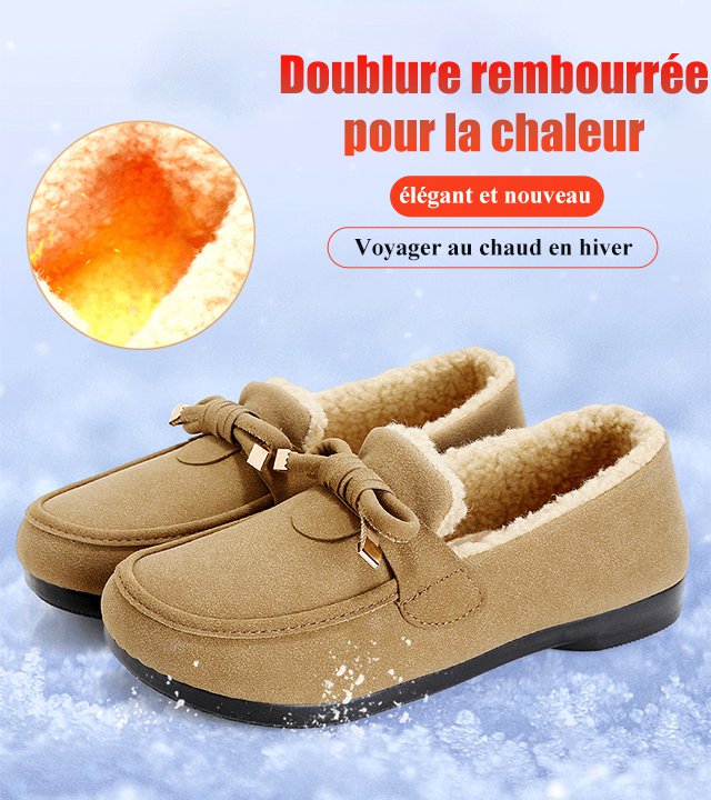 Chaussures décontractées à doublure en peluche à enfiler
