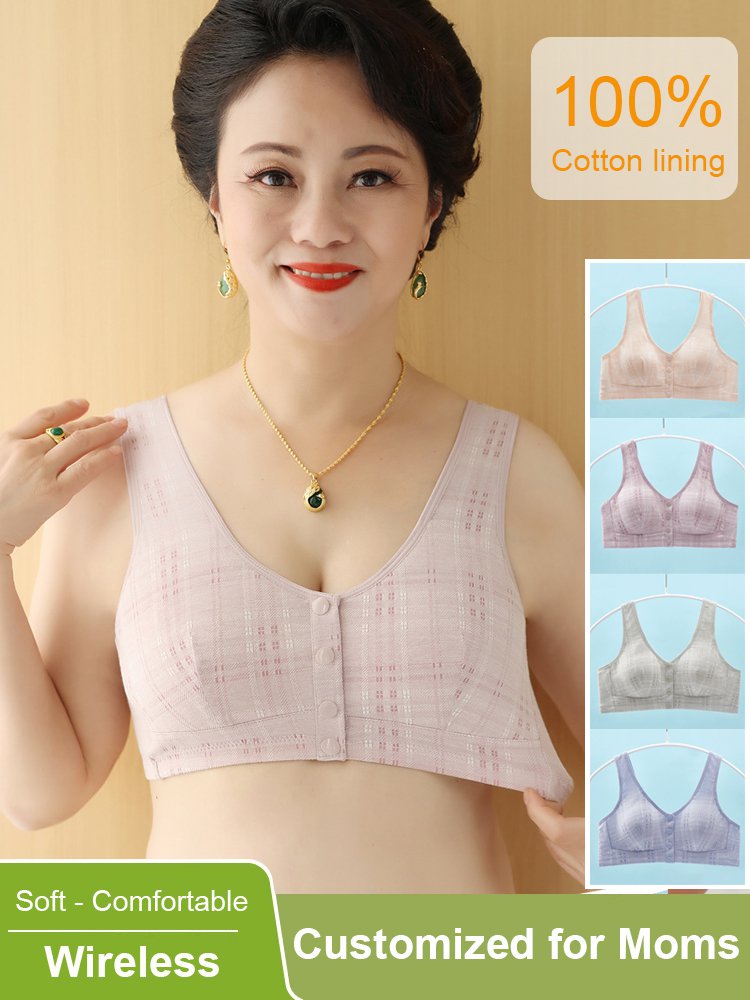 [Cotton] Thin front closure vest-style bra for middle-aged and elderly people