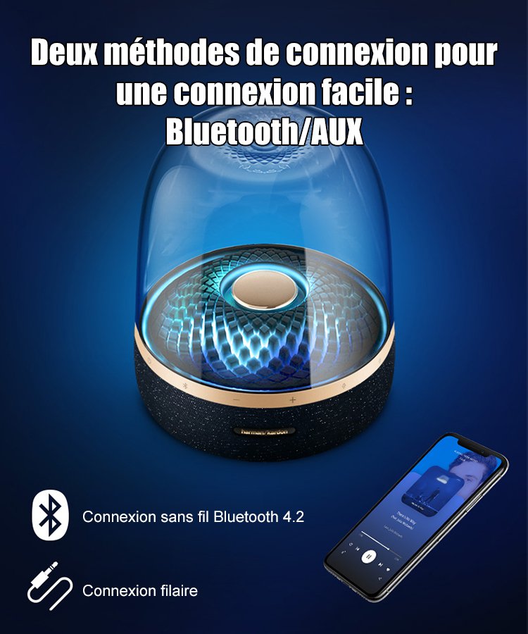 Nouvelle enceinte Bluetooth avec éclairage coloré en verre émaillé.