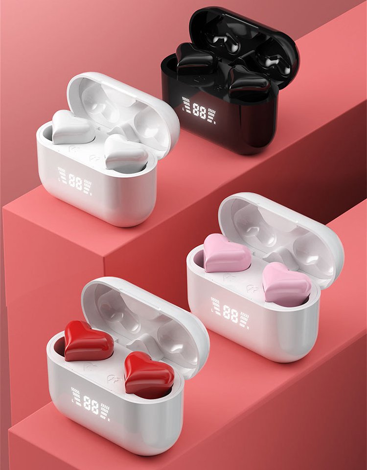 最新の残量表示ハート型Bluetoothイヤホン