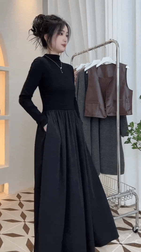 上品で洗練された印象のハイカシミヤワンピース