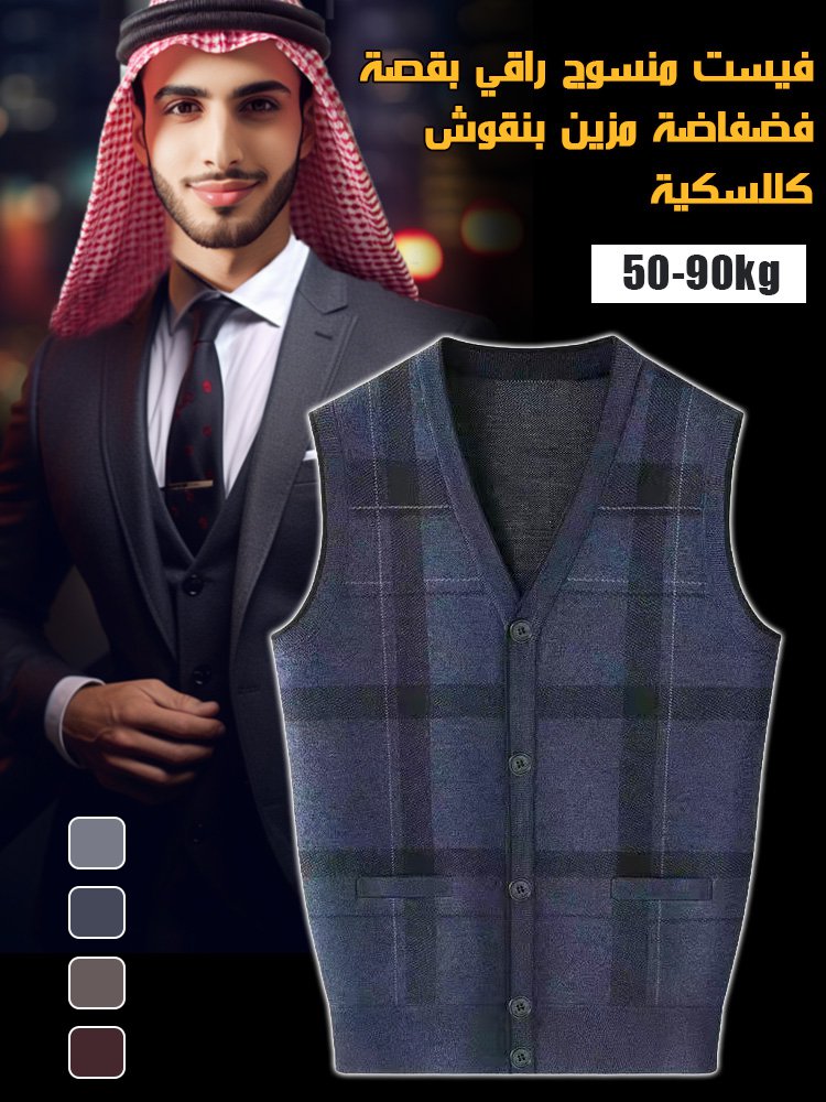 فيست منسوج راقي بقصة فضفاضة مزين بنقوش كلاسكية 