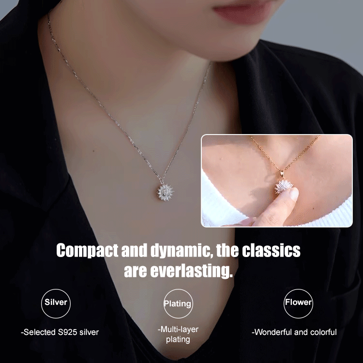 Sunflower Full Diamond Pendant Necklace