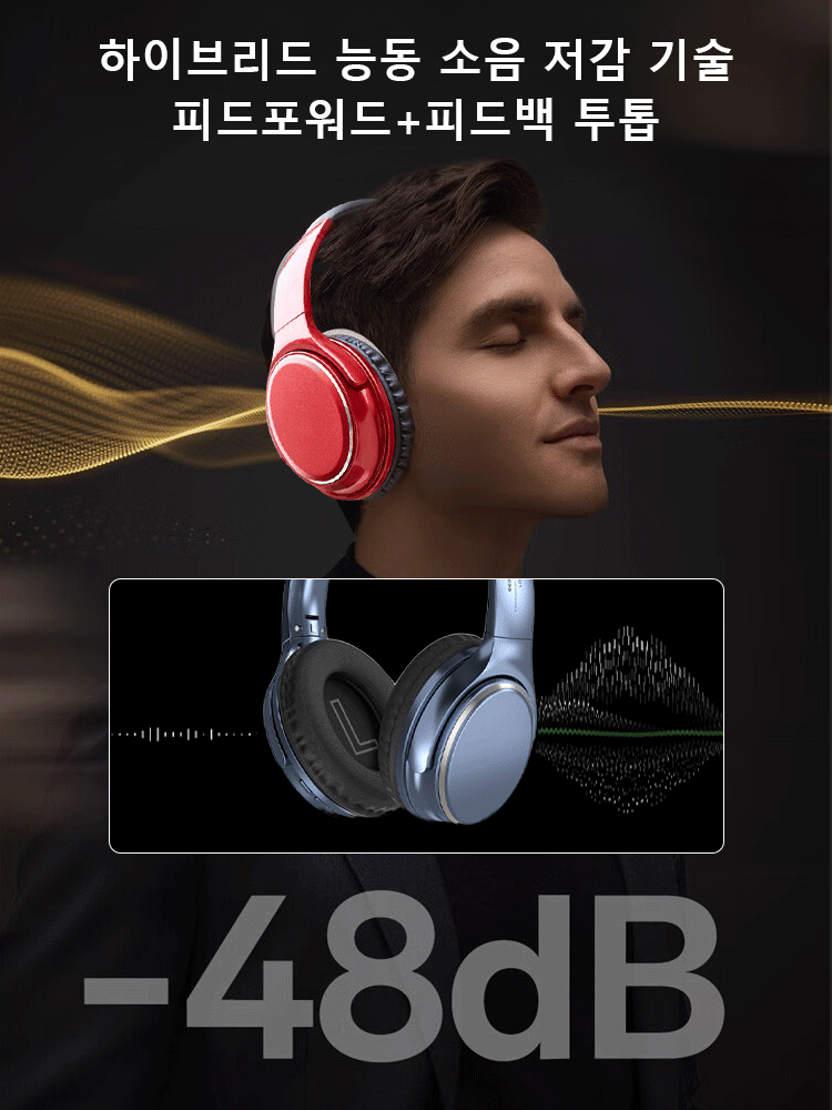 미국식 빈티지 메탈릭 블루투스 헤드폰