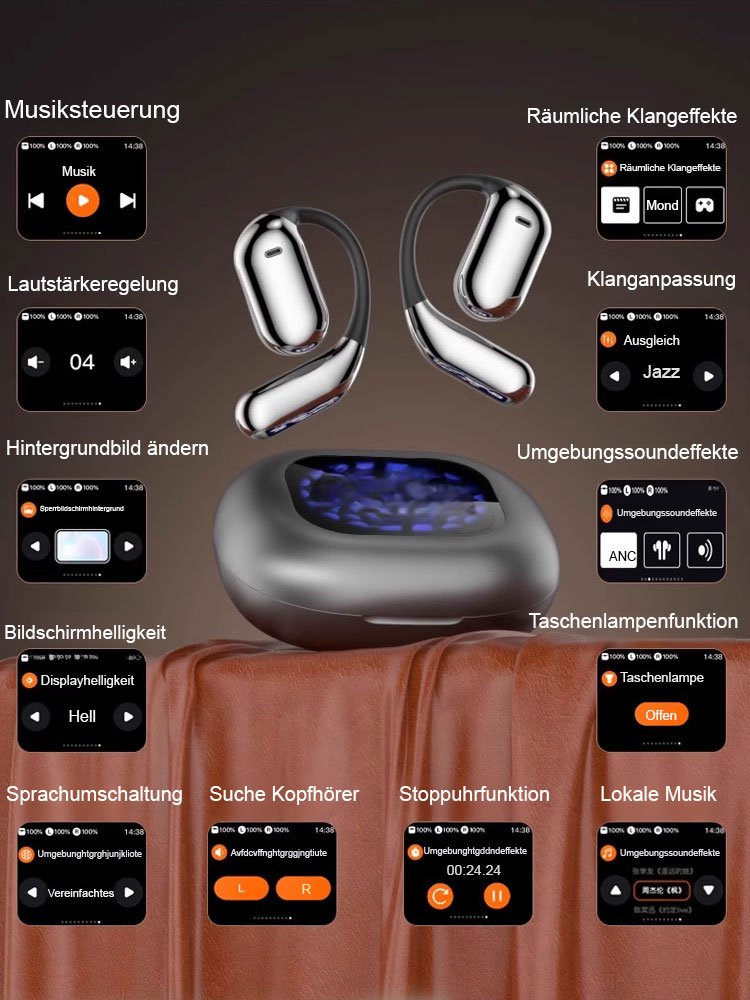 KI-Smart-Touchscreen-Offene Übersetzungs-Bluetooth-Kopfhörer