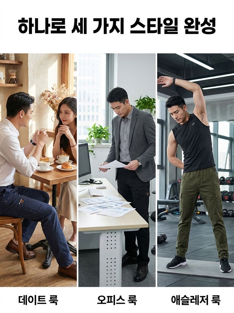 트렌디한 포켓 지퍼 캐주얼 팬츠