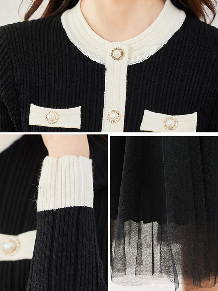 異素材ドッキングワンピース