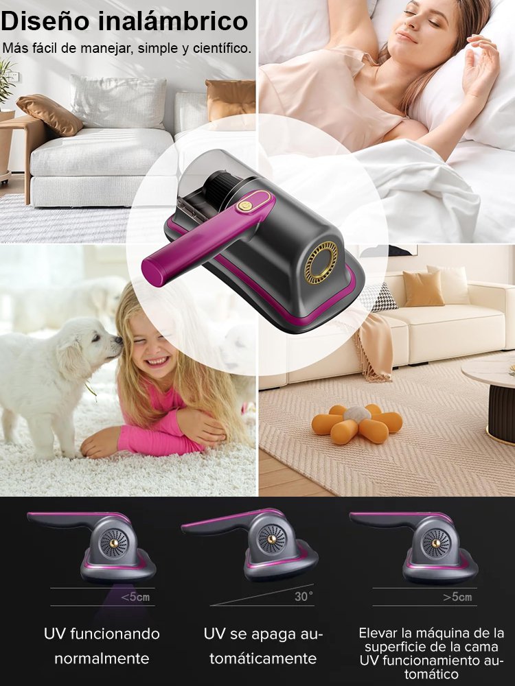 【Eliminador de ácaros inalámbrico con esterilización UV】