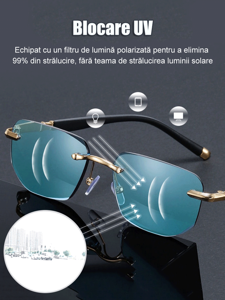 Ochelari de citit la modă fără ramă de diamant