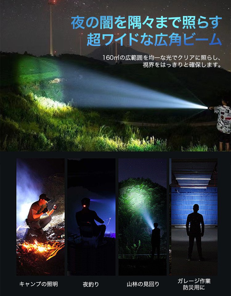 レーザー級超高輝度！【停電・避難・防犯】懐中電灯