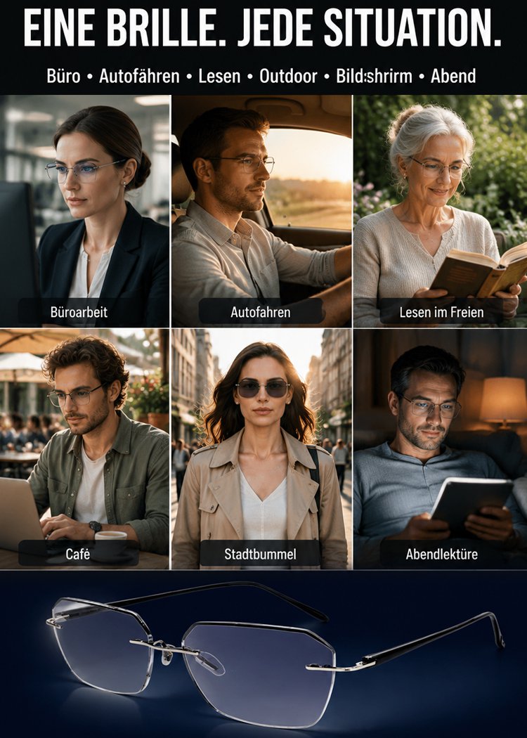 Nano-Optik intelligente selbsttönende multifokale Lesebrille