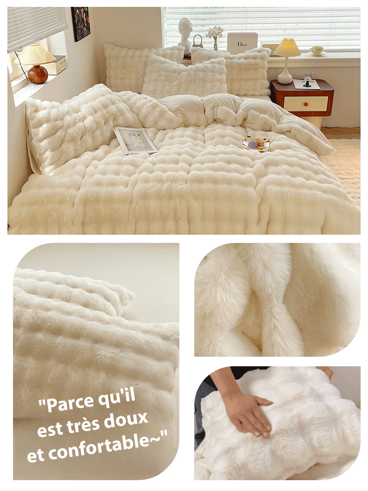 Couverture en laine de lapin velours double face 