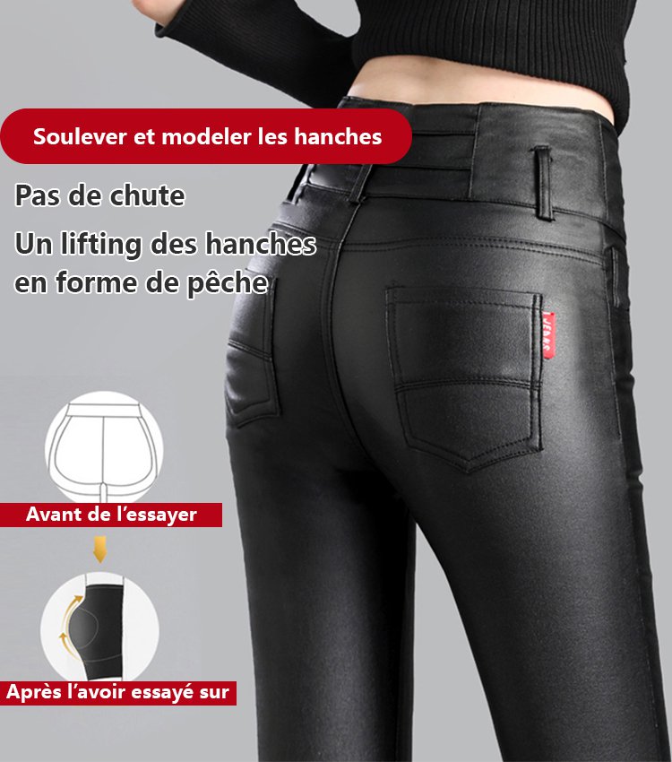 Pantalon skinny en cuir mat matelassé