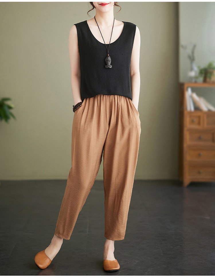 여름용 여성 배기팬츠 착용 샷