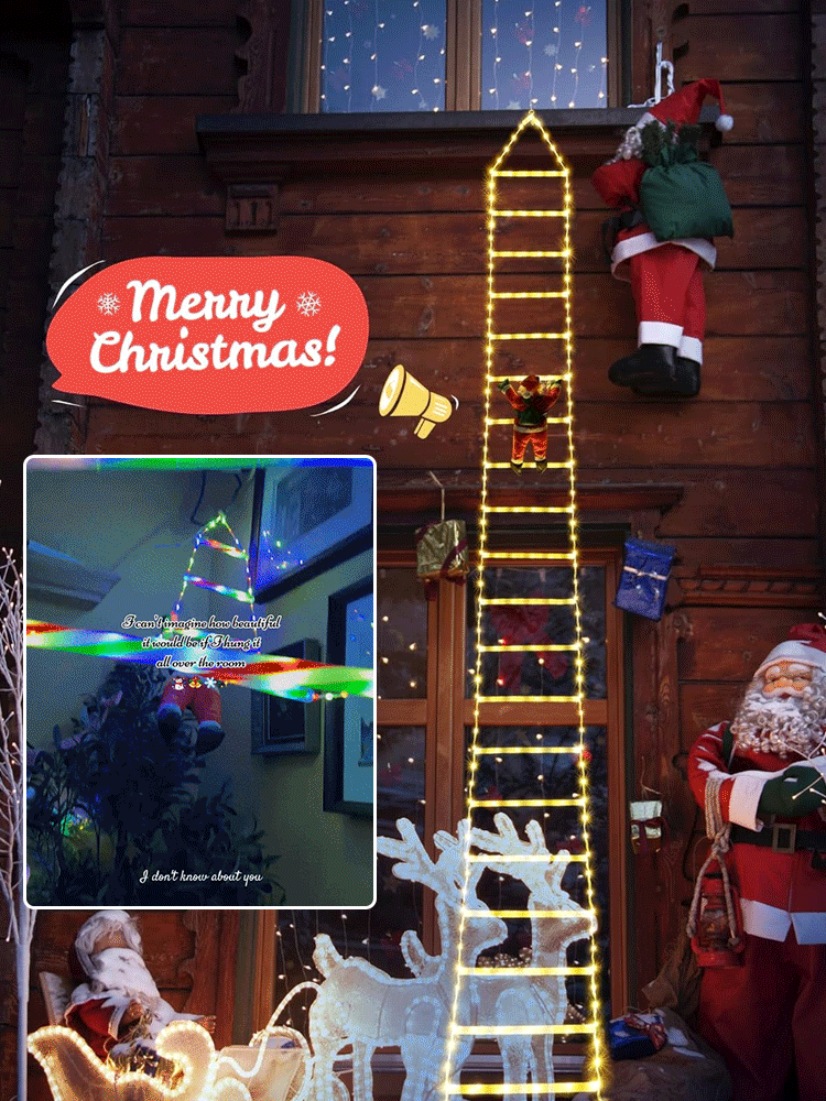 (عرض خاص لعيد الميلاد) شريط إضاءة LED بتصميم السلم مزين بسانتا كلوز يتسلقه