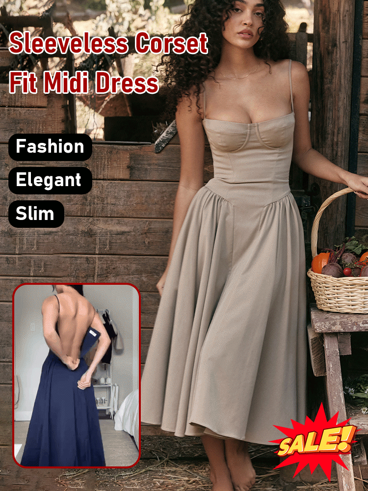 Sleeveless fitted corset midi dress