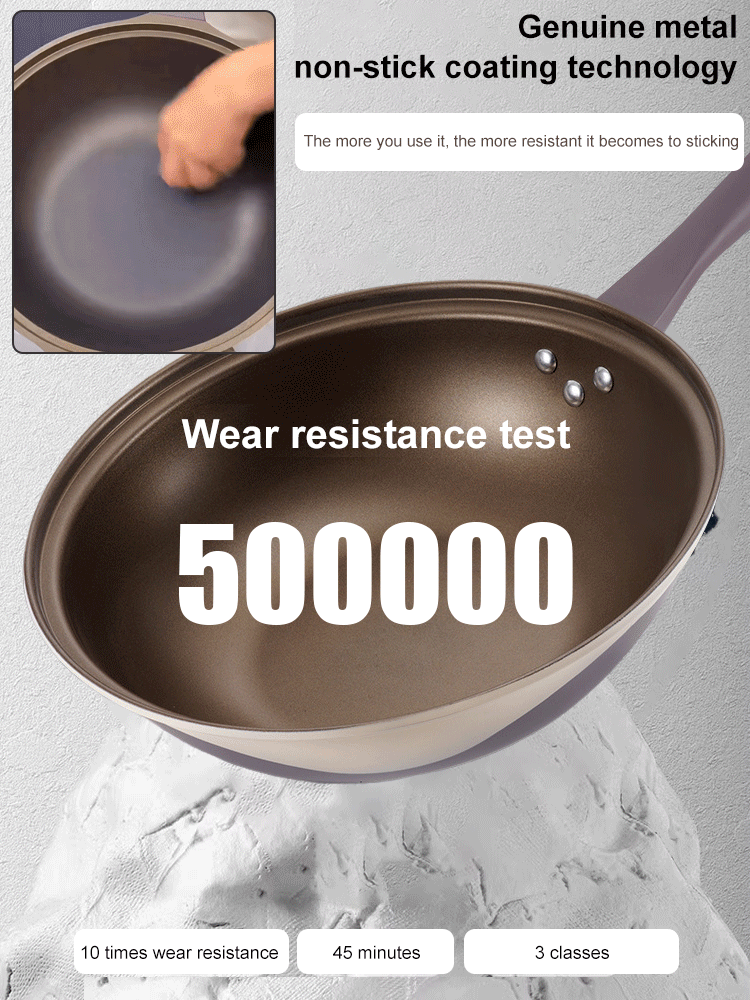 Fourth generation gold titanium two-color non-stick frying pan 