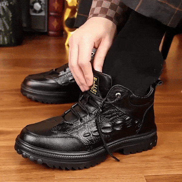 Men's Thick-Soled Fleece-Lined Leather Shoes