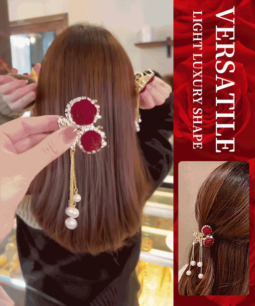 New Arrival High-end Rose Flower Tassel Hair Clip 