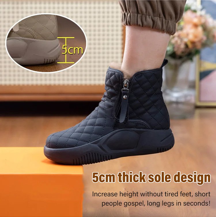 Thick-soled fur-lined anti-slip snow boots