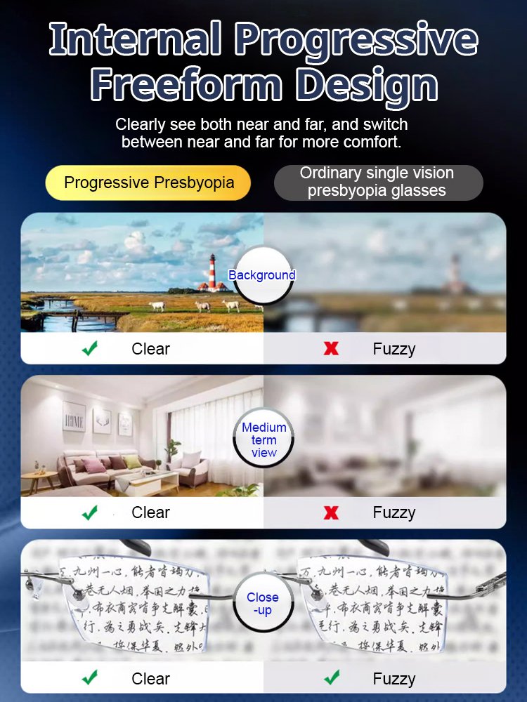 Color-changing anti-blue light presbyopia glasses