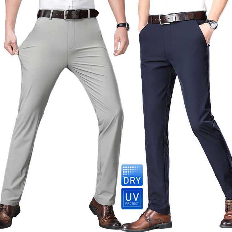 超薄手ハイストレッチジップ付きアイスシルクスラックス