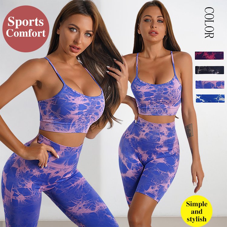Tie-dye Bralette and Tank Top Fitness Set