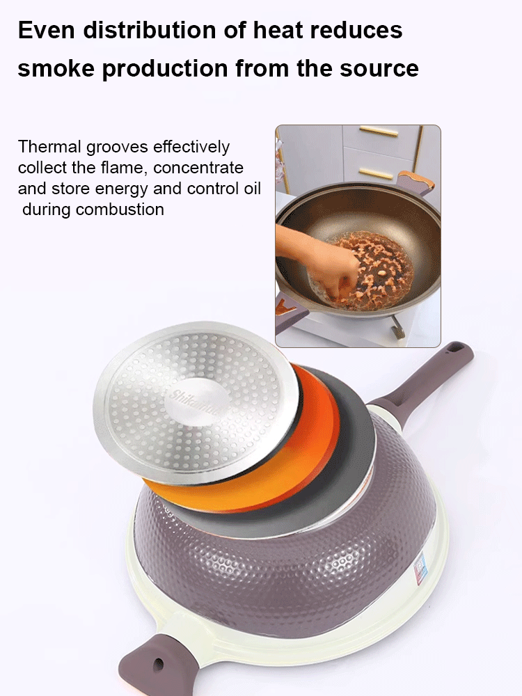 Fourth generation gold titanium two-color non-stick frying pan 