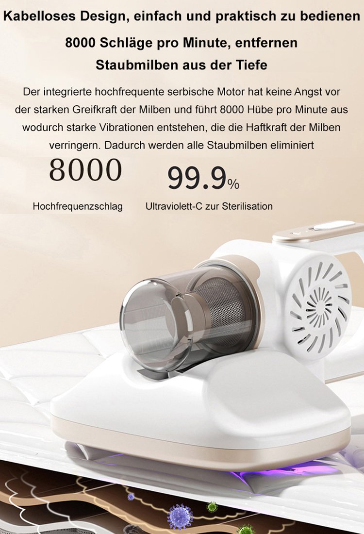 【Kabelloser Saug- und Wischroboter】Starke Saugkraft für Milbenentfernung und Bodenreinigung