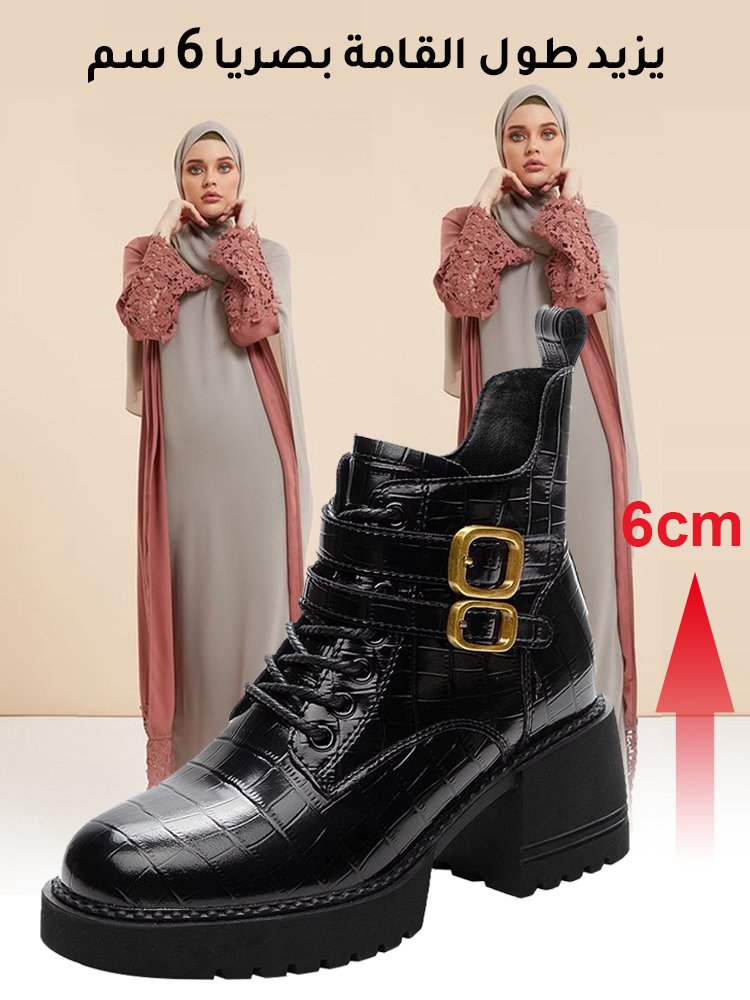 حذاء مارتن فرنسي من الجلد الناعم الأصلي بكعب عالي للنساء