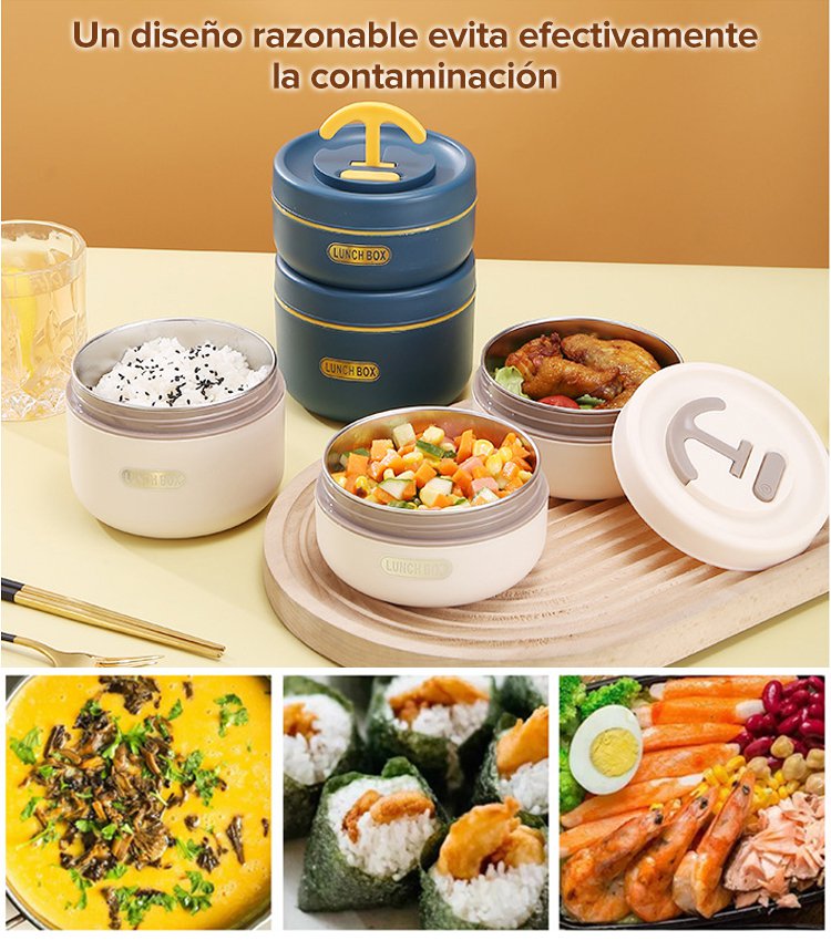 Caja de almuerzo de acero inoxidable aislada de múltiples capas 304