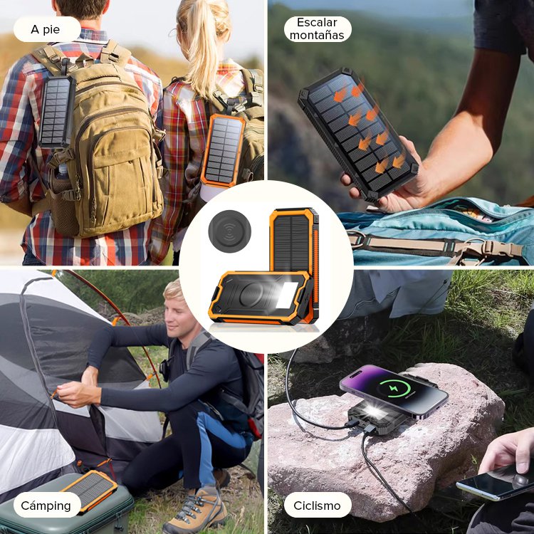 Cargador solar inalámbrico impermeable para exteriores