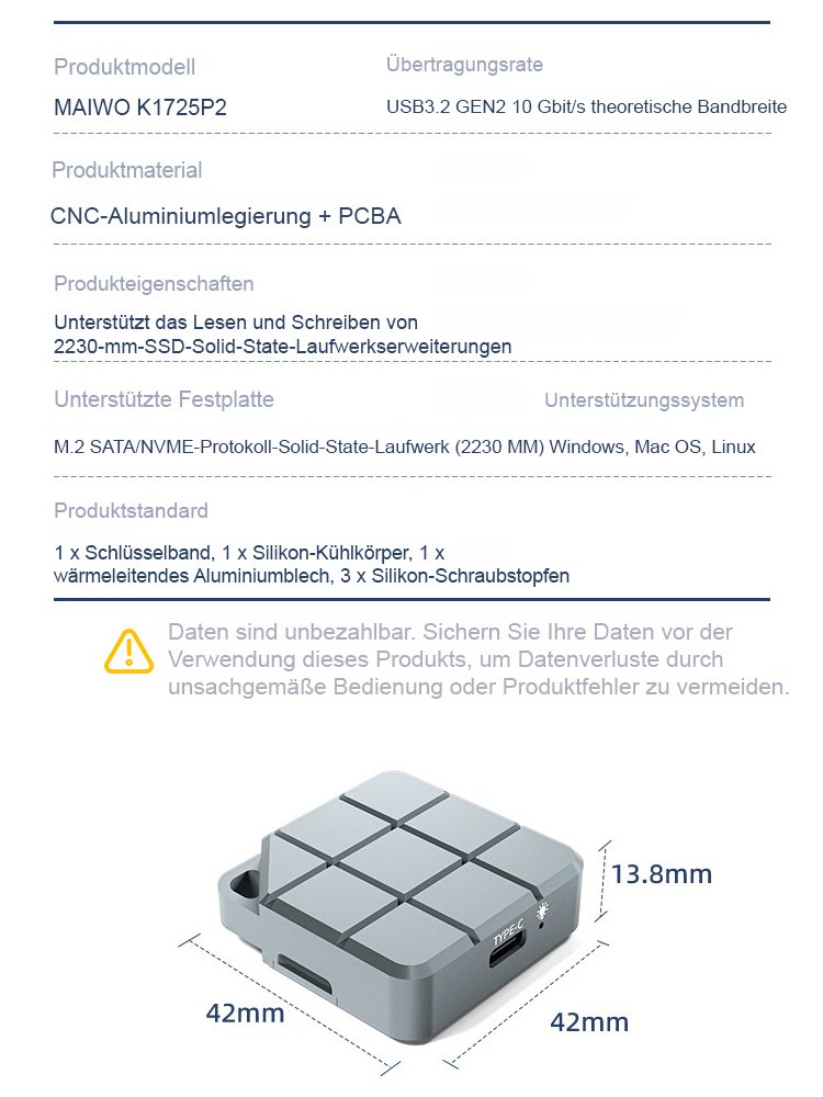 【1-Sekunden-Übertragung】Tragbare Hochgeschwindigkeits-SSD