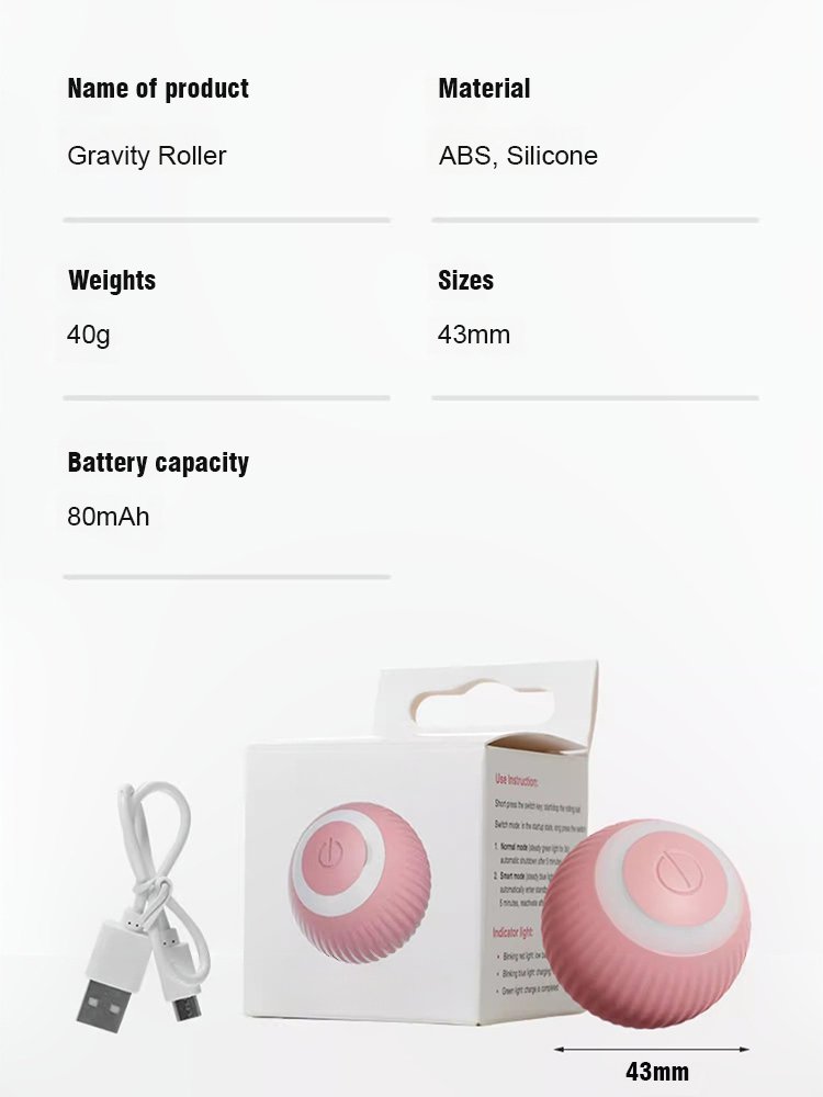 Intelligent teaser ball rolls and makes sounds and is bite-resistant