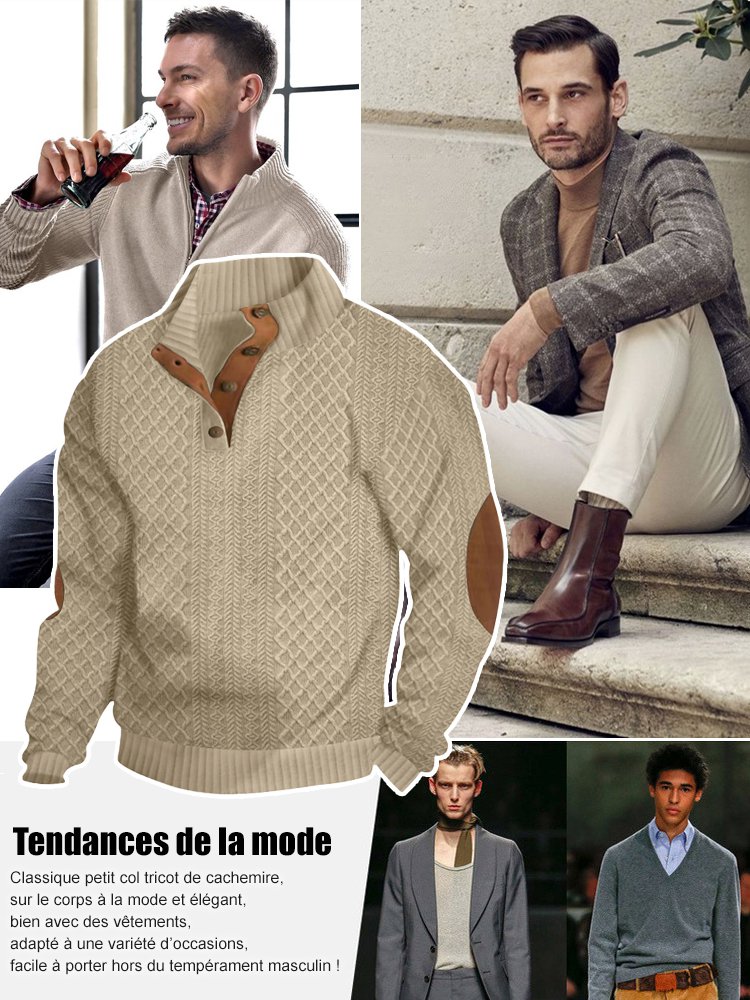 Pull décontracté à col montant en maille jacquard