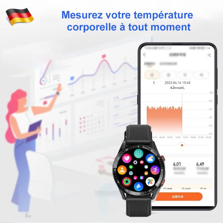 Montre professionnelle intelligente avec connectivité Bluetooth
