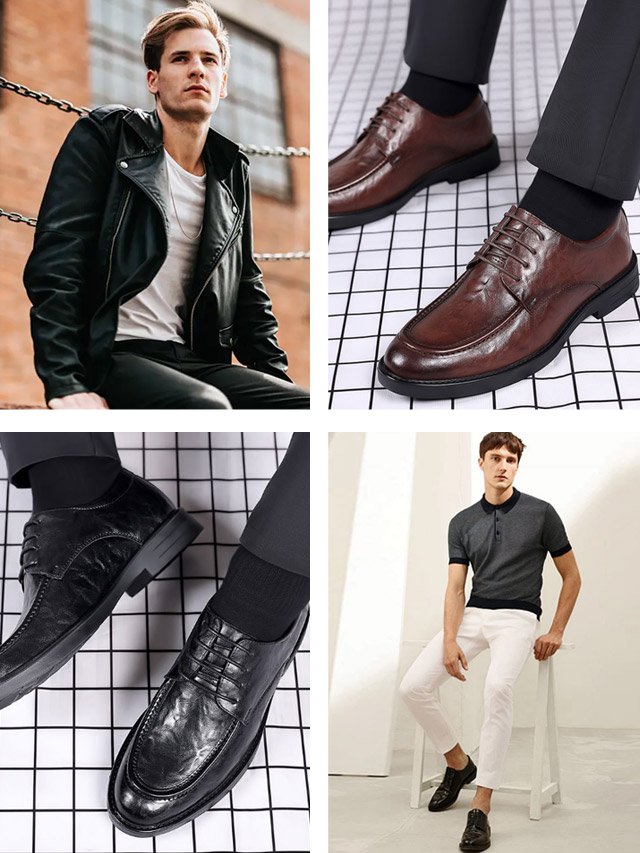 Chaussures d'affaires en cuir, montées à la main