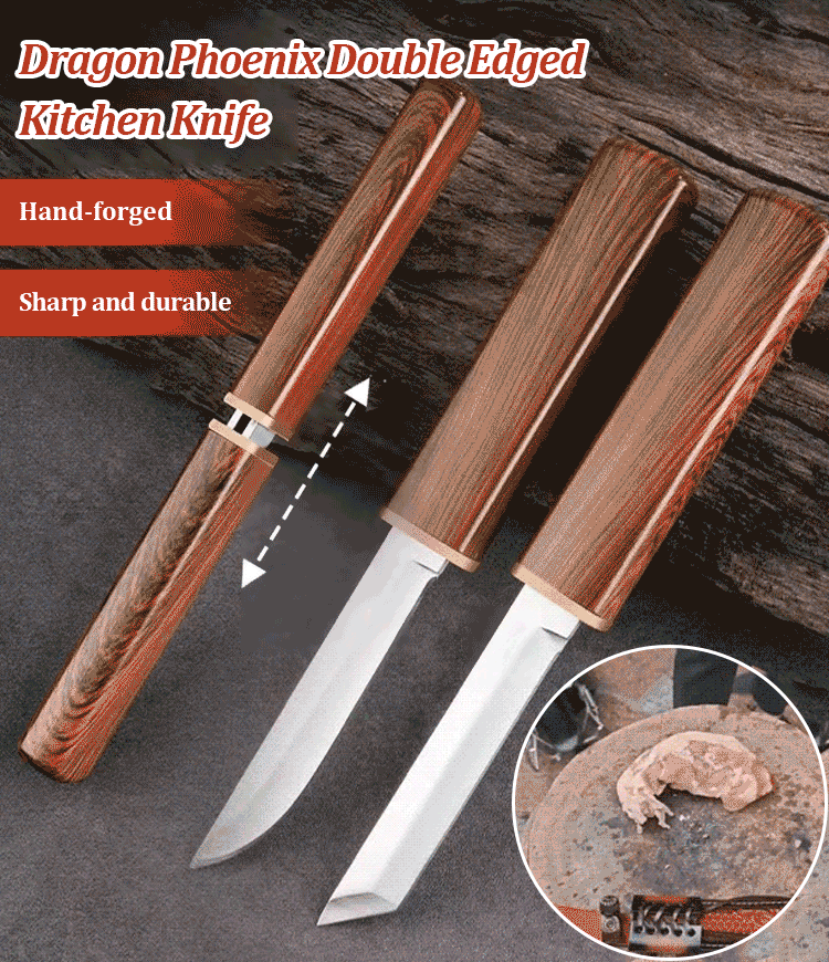 Dragon Phoenix Double Edged Kitchen Knife