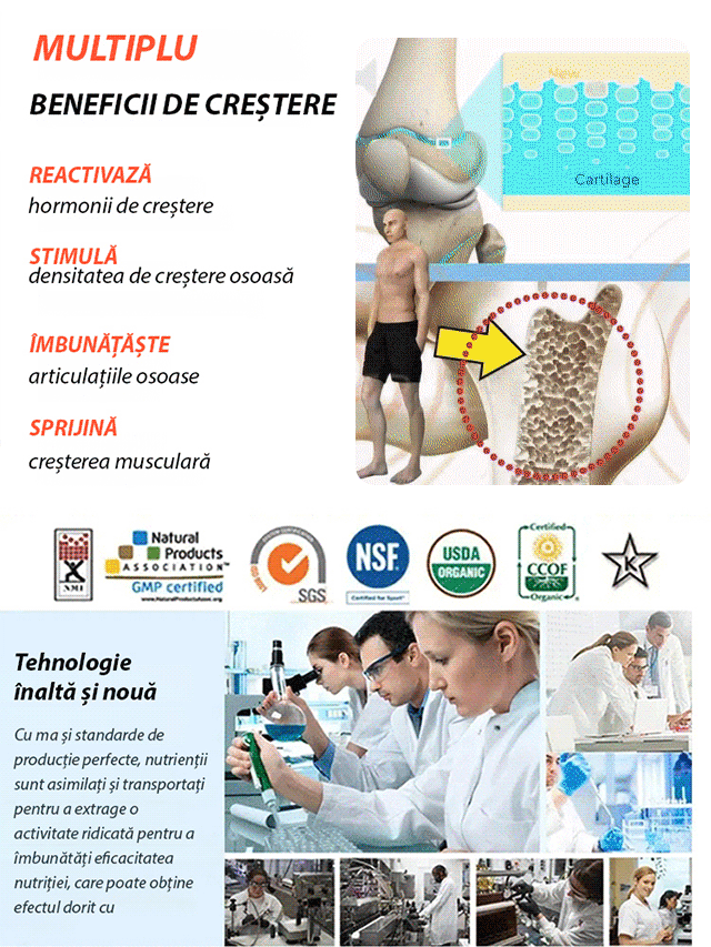 Supliment pentru creșterea înălțimii și întărirea corpului
