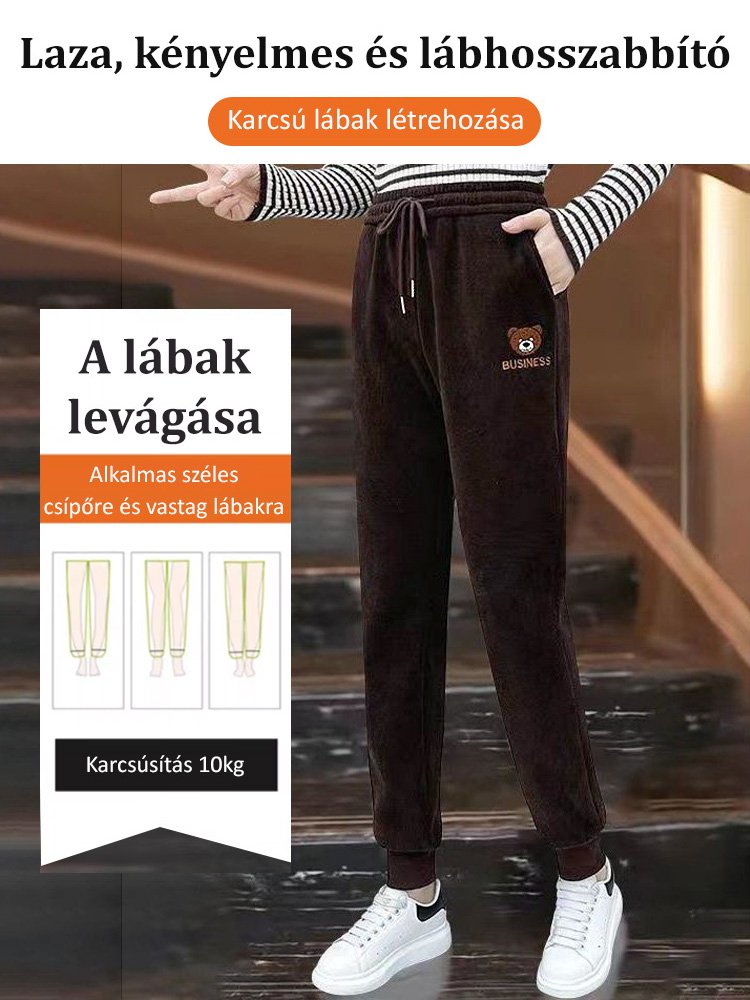 Agyaggal megerősített bársony plüss macis nadrág