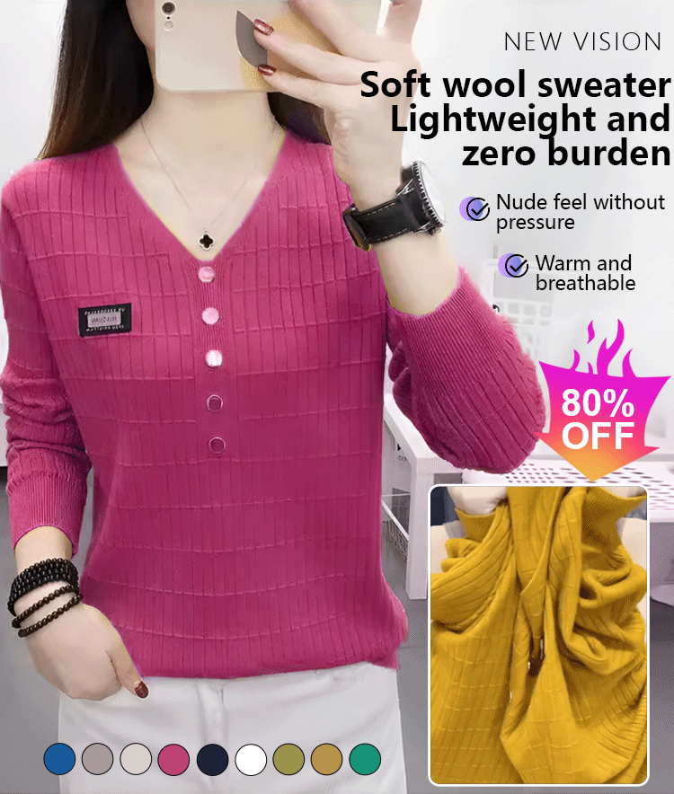 V-neck pullover knitted bottoming shirt