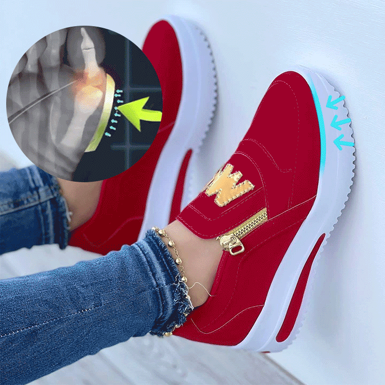 Side zipper solid color muffin shoes