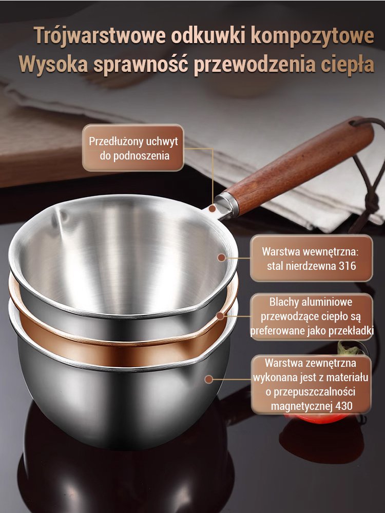 Wielofunkcyjny mały garnek ze stali nierdzewnej do podgrzewania oleju