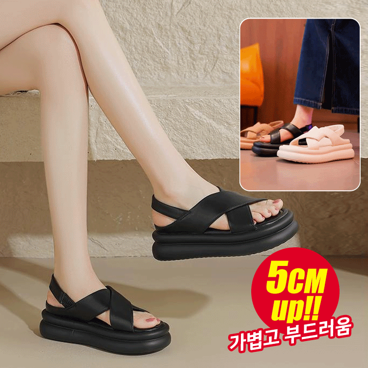 크로스 통굽 샌들