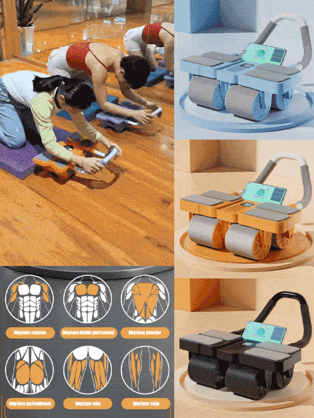 Cztery rundy automatycznego podciągania brzucha i zwijania koła fitness brzucha